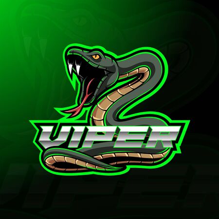 Green viper snake mascot logo designのイラスト素材