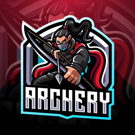 Archery esport mascot logo designのイラスト素材