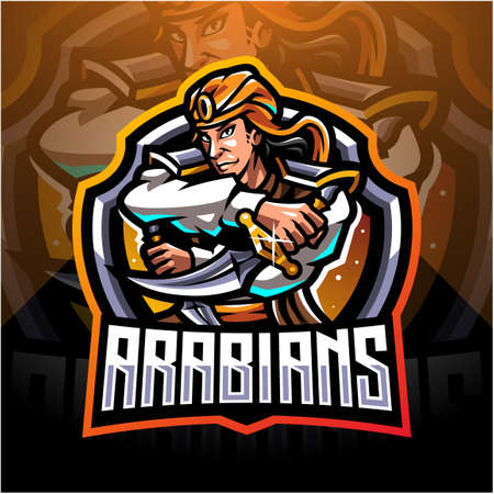 Arabians esport mascot logo designのイラスト素材
