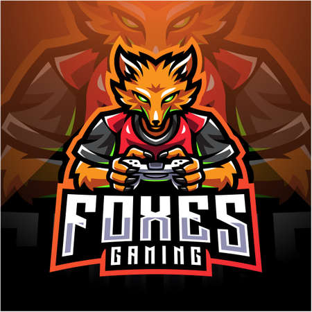 Fox Gamer esport holding Game-pad Joystickのイラスト素材