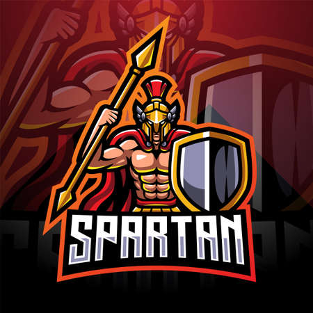 Spartan esport mascot logo designのイラスト素材