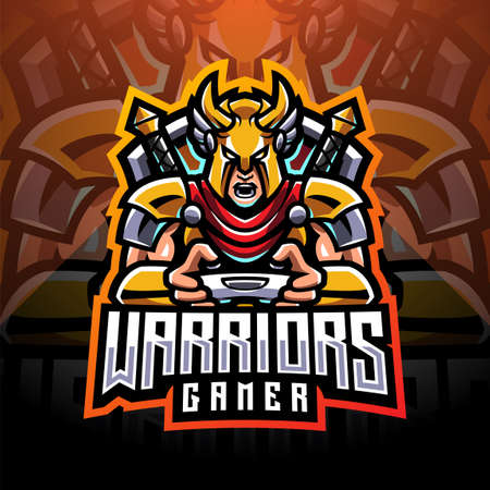 Warrior gamer esport mascot logoのイラスト素材