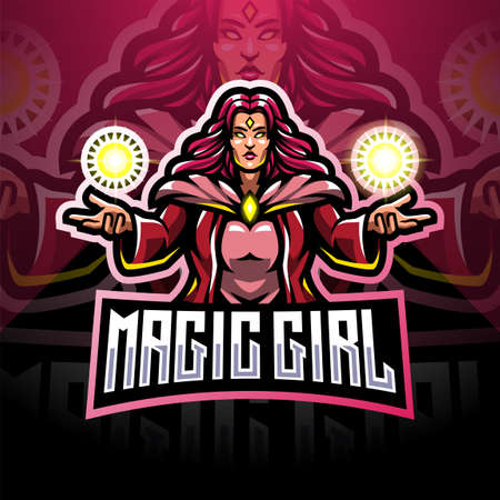 Magic girls esport mascot logo designのイラスト素材
