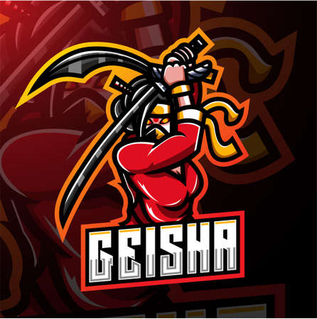 Geisha esport mascot logo designのイラスト素材