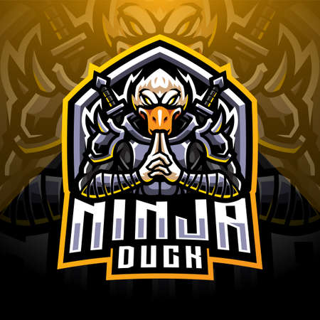 Ninja duck esport mascot logo designのイラスト素材