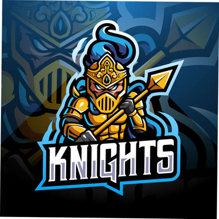 Knight esport mascot logo designのイラスト素材