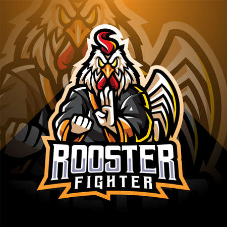 Rooster fighter esport mascot logoのイラスト素材
