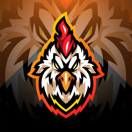 Rooster head esport mascot logoのイラスト素材