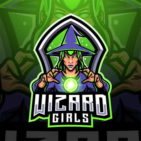Wizard girls esport mascot logo designのイラスト素材