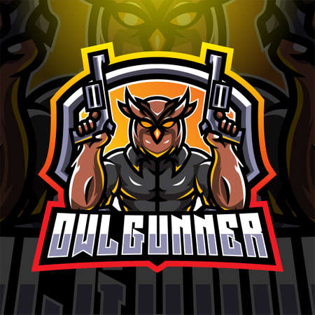 Owl gunners esport mascot logo designのイラスト素材