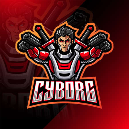 Cyborg esport mascot logo designのイラスト素材