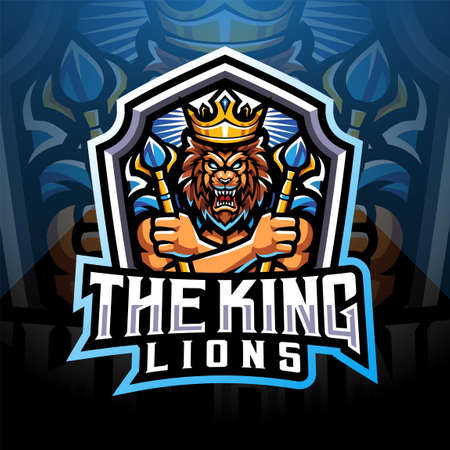 The king lions esport mascot logo designのイラスト素材