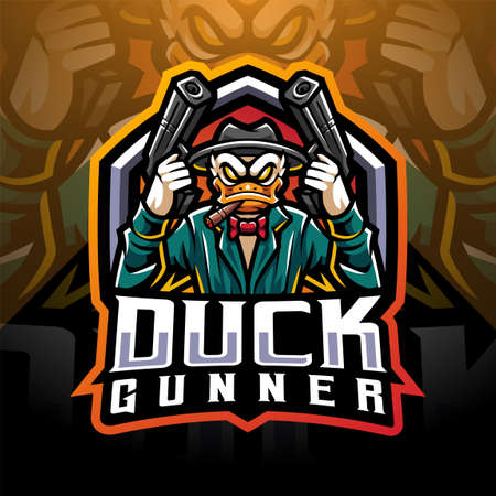 Duck gunner esport mascot logo designのイラスト素材