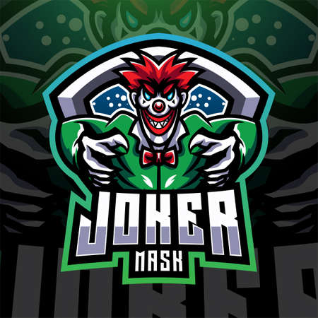 Joker mask esport mascot logo designのイラスト素材