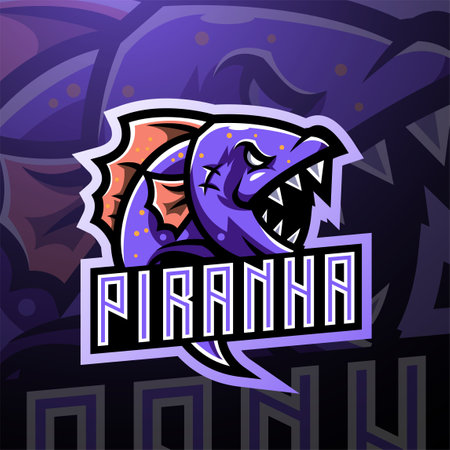 Piranha esport mascot  designのイラスト素材