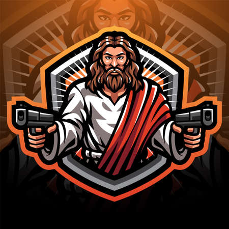 Jesus gunner sport mascot emblemのイラスト素材