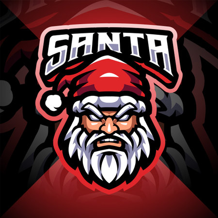 Santa head esport mascot logoのイラスト素材