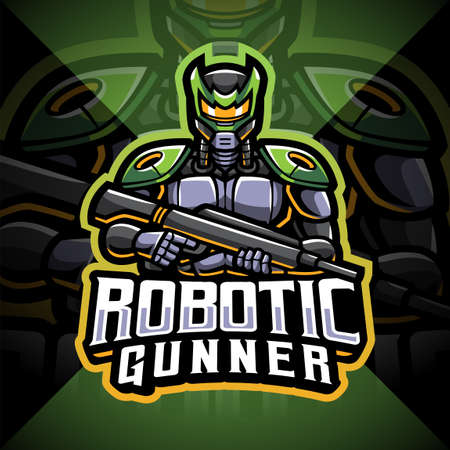 Robotic gunner esport mascot logoのイラスト素材