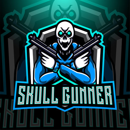 Skull gunners esport mascot logoのイラスト素材