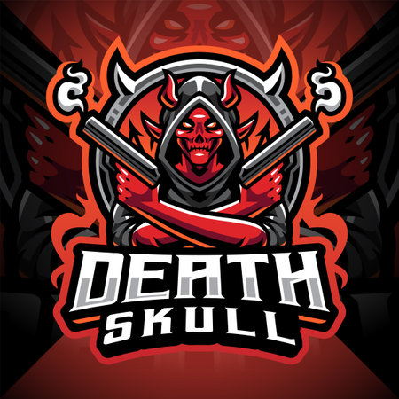 Death skull gunner esport mascot logoのイラスト素材