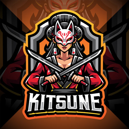 Kitsune girl esport mascot designのイラスト素材