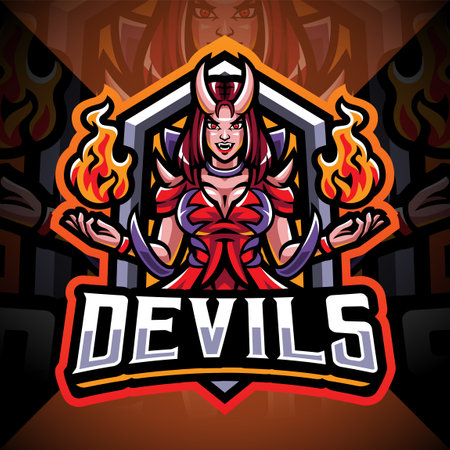 Devils girl esport mascot designのイラスト素材