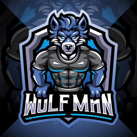 Wolf man esport mascot designのイラスト素材