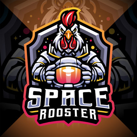 Space Rooster esport mascot logo designのイラスト素材
