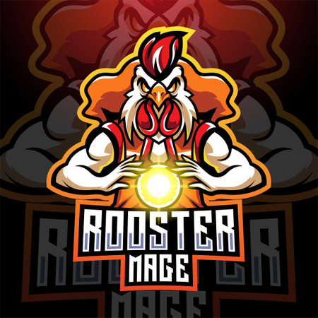 Rooster mage esport mascot logo designのイラスト素材
