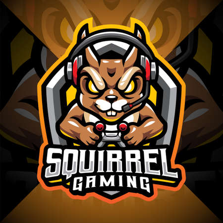 Squirrel gaming esport mascot logo designのイラスト素材