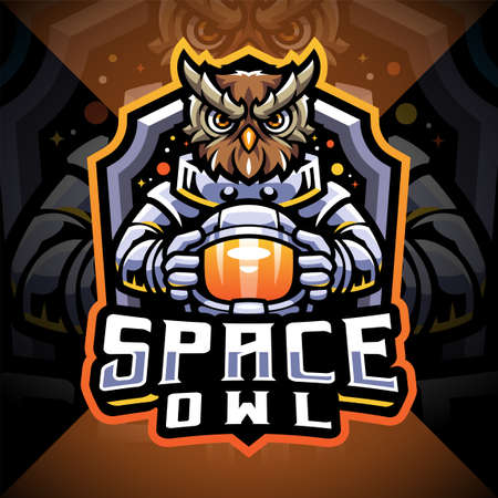 Space owl esport mascot logo designのイラスト素材