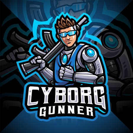 Cyborg gunners esport mascot logo designのイラスト素材
