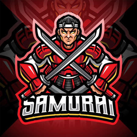 Samurai esport mascot logo designのイラスト素材