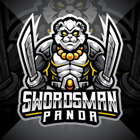 Swordsman panda esport mascot  logo designのイラスト素材