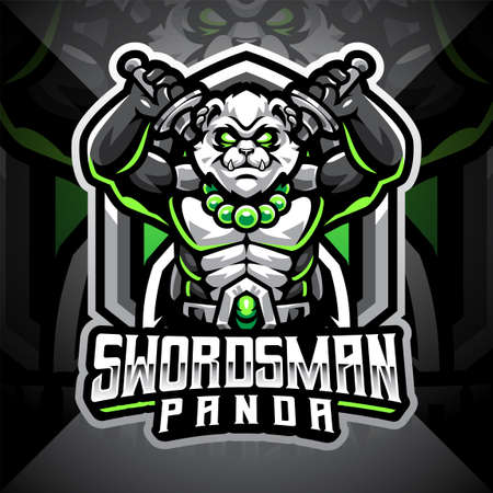 Swordsman panda esport mascot  logo designのイラスト素材