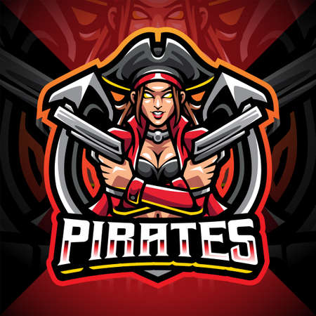 Lady pirates esport mascot  logo designのイラスト素材