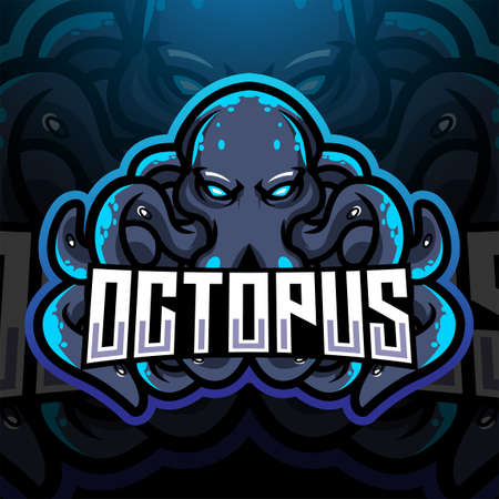 Octopus esport mascot logo designのイラスト素材