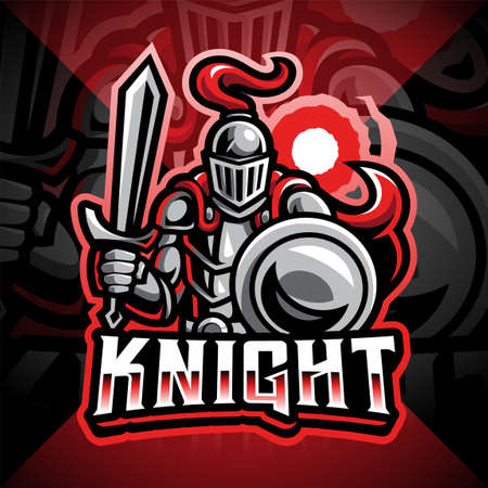 Knight esport mascot logo designのイラスト素材