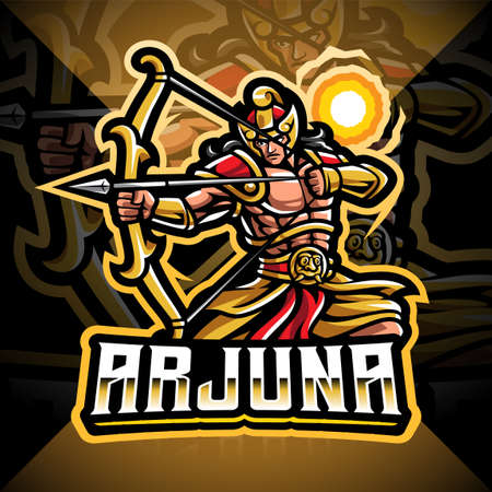 Arjuna archer esport mascot logo designのイラスト素材