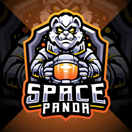 Space panda esport mascot logo designのイラスト素材