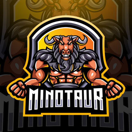 Minotaur esport mascot logo designのイラスト素材