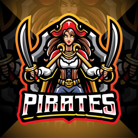 Lady pirates esport mascot  logo designのイラスト素材