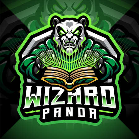 Panda wizard esport mascot logoのイラスト素材