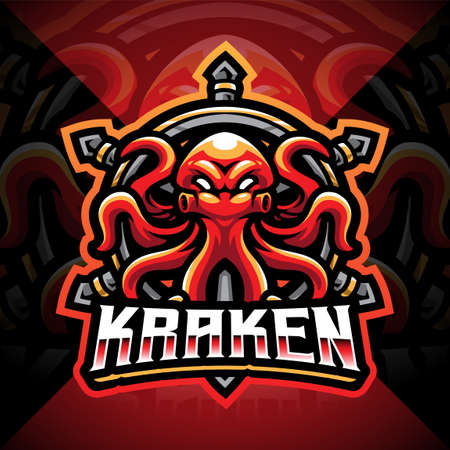 Kraken octopus esport mascot logo designのイラスト素材