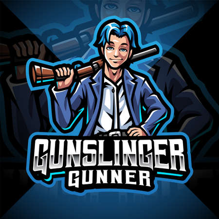 Gunslinger esport mascot logo designのイラスト素材