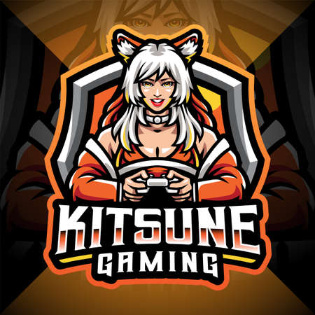 Kitsune gaming esport mascot logo designのイラスト素材