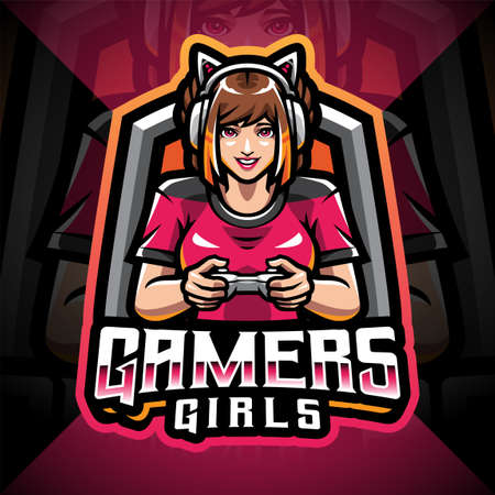 Gamer girls esport mascot logoのイラスト素材