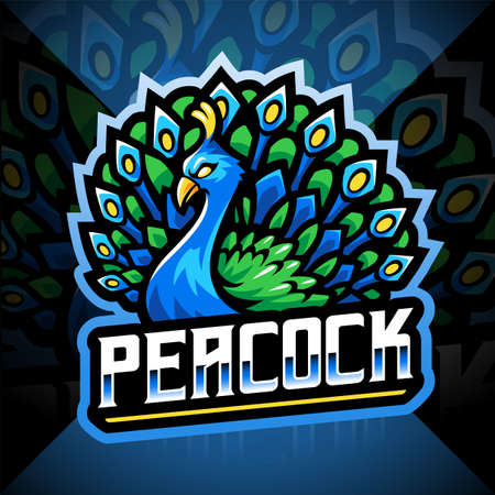 Peacock esport mascot logo designのイラスト素材