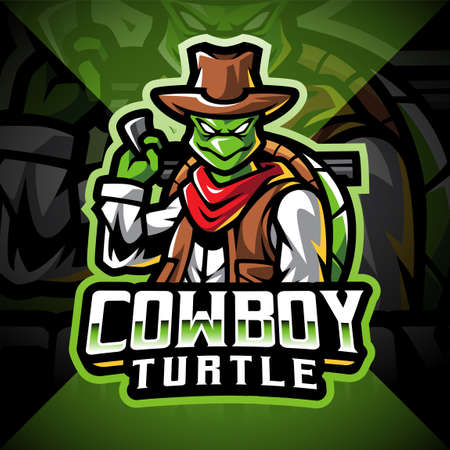 Cowboy turtle esport mascot logo designのイラスト素材