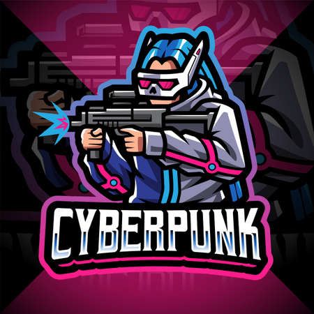 Cyberpunk esport mascot logo designのイラスト素材